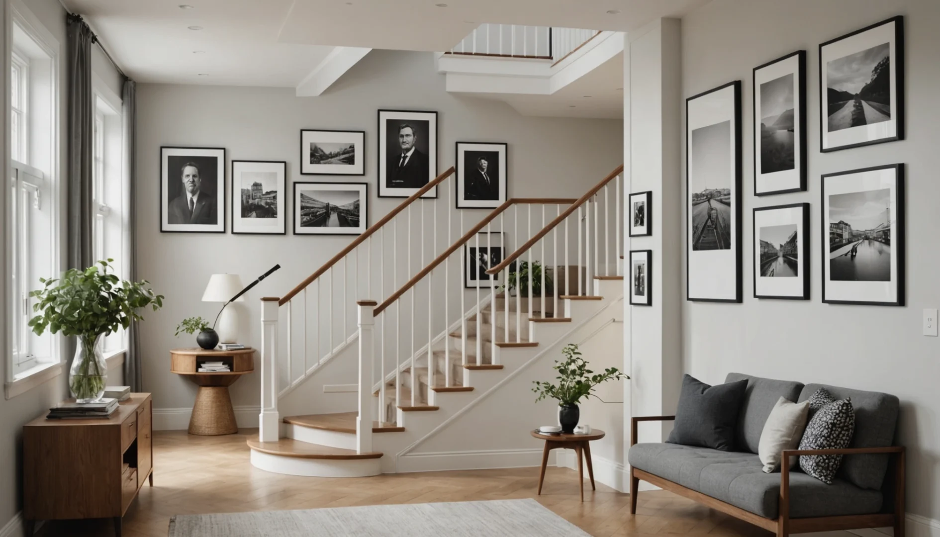 accrocher des photos dans la cage d’escalier